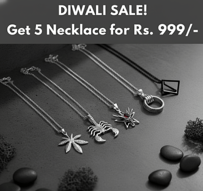 THE MEN THING Pack of 5 Alloy Pendants with 24 inch Stainless Steel Chains for Men & Boys