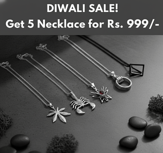 THE MEN THING Pack of 5 Alloy Pendants with 24 inch Stainless Steel Chains for Men & Boys