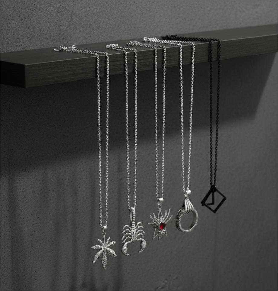 THE MEN THING Pack of 5 Alloy Pendants with 24 inch Stainless Steel Chains for Men & Boys