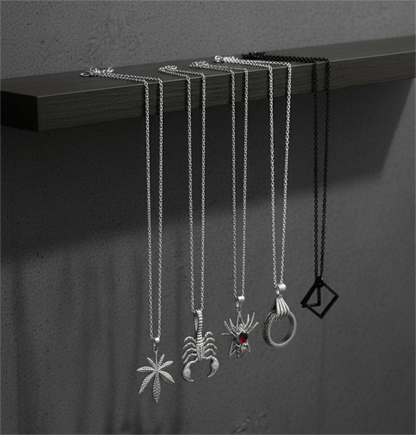 THE MEN THING Pack of 5 Alloy Pendants with 24 inch Stainless Steel Chains for Men & Boys