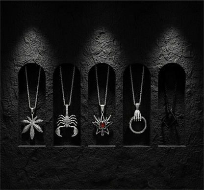 THE MEN THING Pack of 5 Alloy Pendants with 24 inch Stainless Steel Chains for Men & Boys