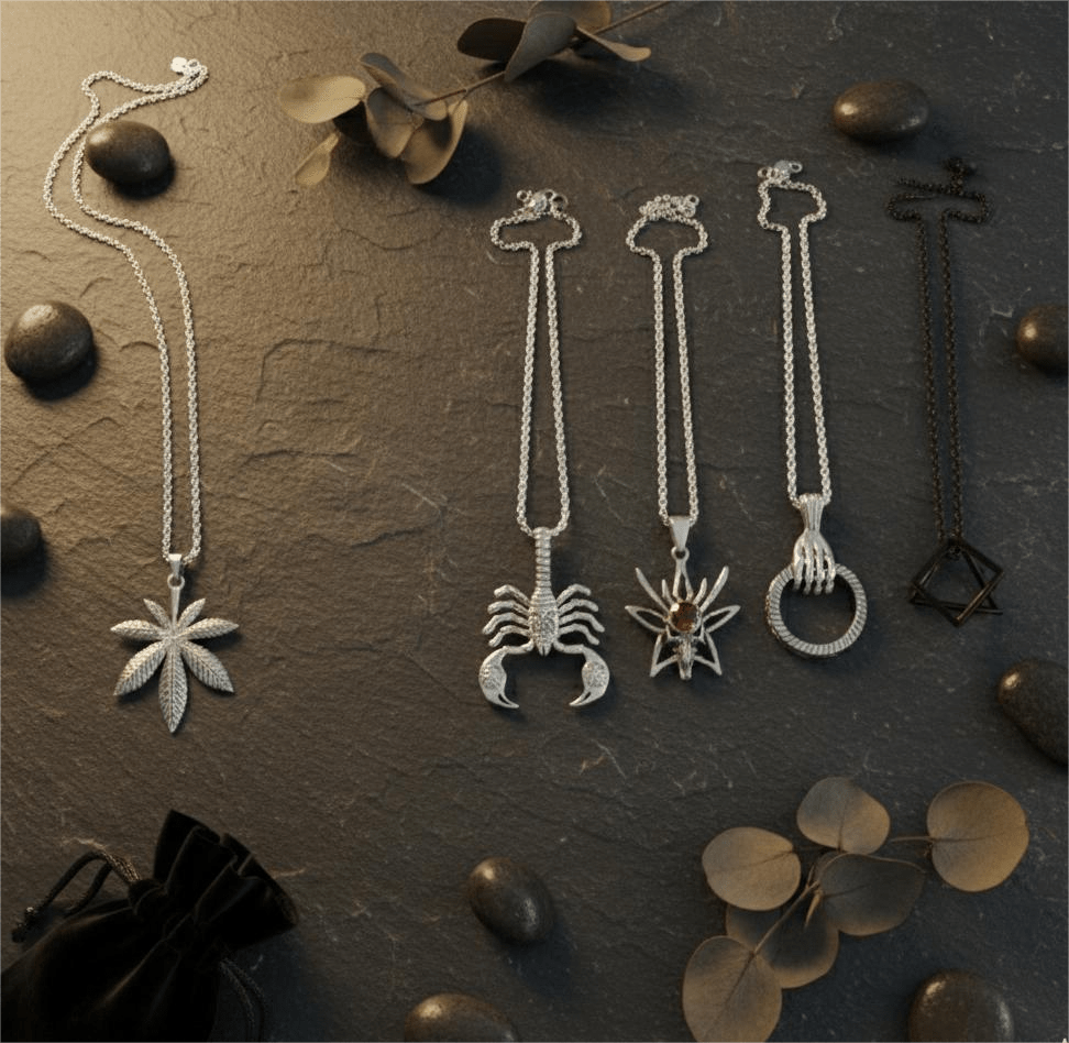 THE MEN THING Pack of 5 Alloy Pendants with 24 inch Stainless Steel Chains for Men & Boys