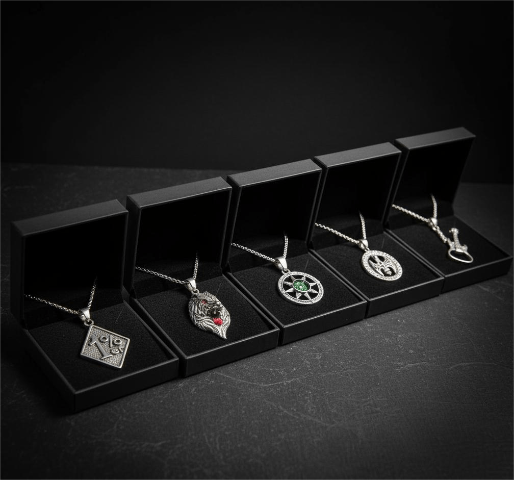 THE MEN THING Pack of 5 Alloy Pendants with 24 inch Stainless Steel Chains for Men & Boys