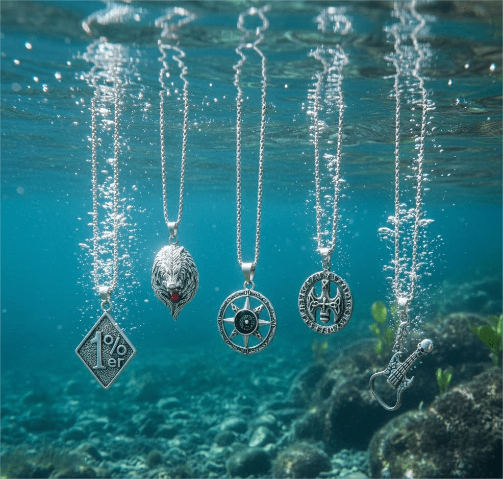 THE MEN THING Pack of 5 Alloy Pendants with 24 inch Stainless Steel Chains for Men & Boys