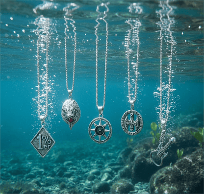 THE MEN THING Pack of 5 Alloy Pendants with 24 inch Stainless Steel Chains for Men & Boys