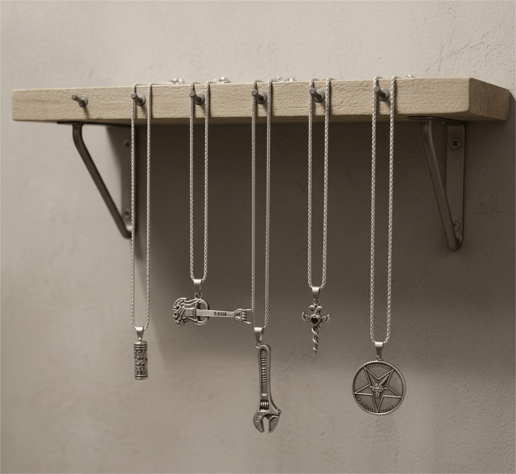 THE MEN THING Pack of 5 Alloy Pendants with 24 inch Stainless Steel Chains for Men & Boys