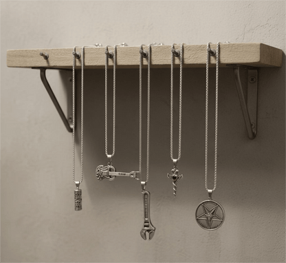 THE MEN THING Pack of 5 Alloy Pendants with 24 inch Stainless Steel Chains for Men & Boys