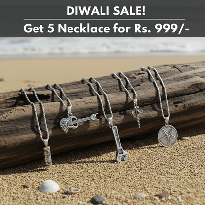 THE MEN THING Pack of 5 Alloy Pendants with 24 inch Stainless Steel Chains for Men & Boys