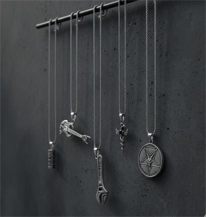THE MEN THING Pack of 5 Alloy Pendants with 24 inch Stainless Steel Chains for Men & Boys