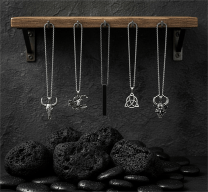 THE MEN THING Pack of 5 Alloy Pendants with 24 inch Stainless Steel Chains for Men & Boys