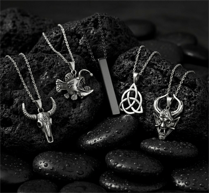 THE MEN THING Pack of 5 Alloy Pendants with 24 inch Stainless Steel Chains for Men & Boys