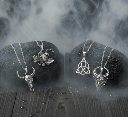 THE MEN THING Pack of 5 Alloy Pendants with 24 inch Stainless Steel Chains for Men & Boys
