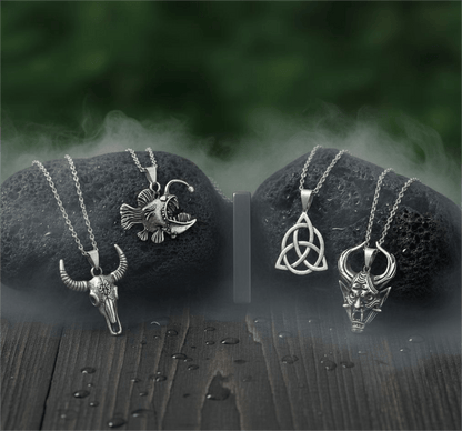 THE MEN THING Pack of 5 Alloy Pendants with 24 inch Stainless Steel Chains for Men & Boys