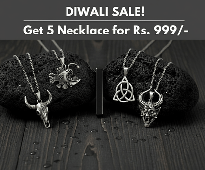 THE MEN THING Pack of 5 Alloy Pendants with 24 inch Stainless Steel Chains for Men & Boys