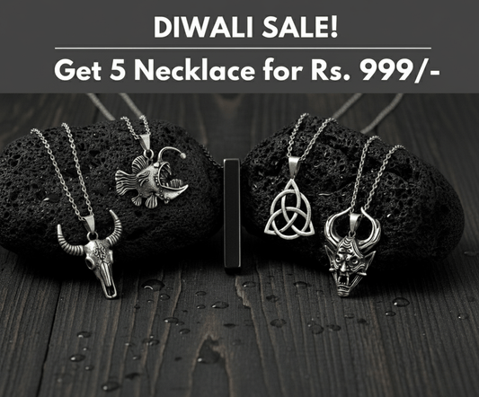 THE MEN THING Pack of 5 Alloy Pendants with 24 inch Stainless Steel Chains for Men & Boys