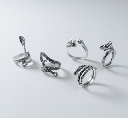 THE MEN THING Pack of 5 Alloy Rings for Men & Boys