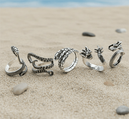 THE MEN THING Pack of 5 Alloy Rings for Men & Boys