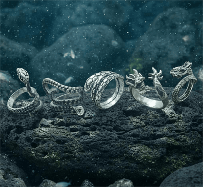 THE MEN THING Pack of 5 Alloy Rings for Men & Boys