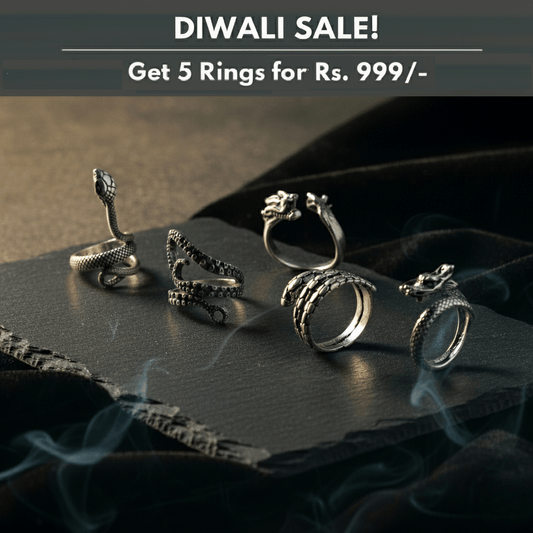 THE MEN THING Pack of 5 Alloy Rings for Men & Boys