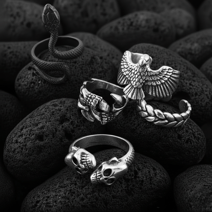 THE MEN THING Pack of 5 Alloy Rings for Men & Boys