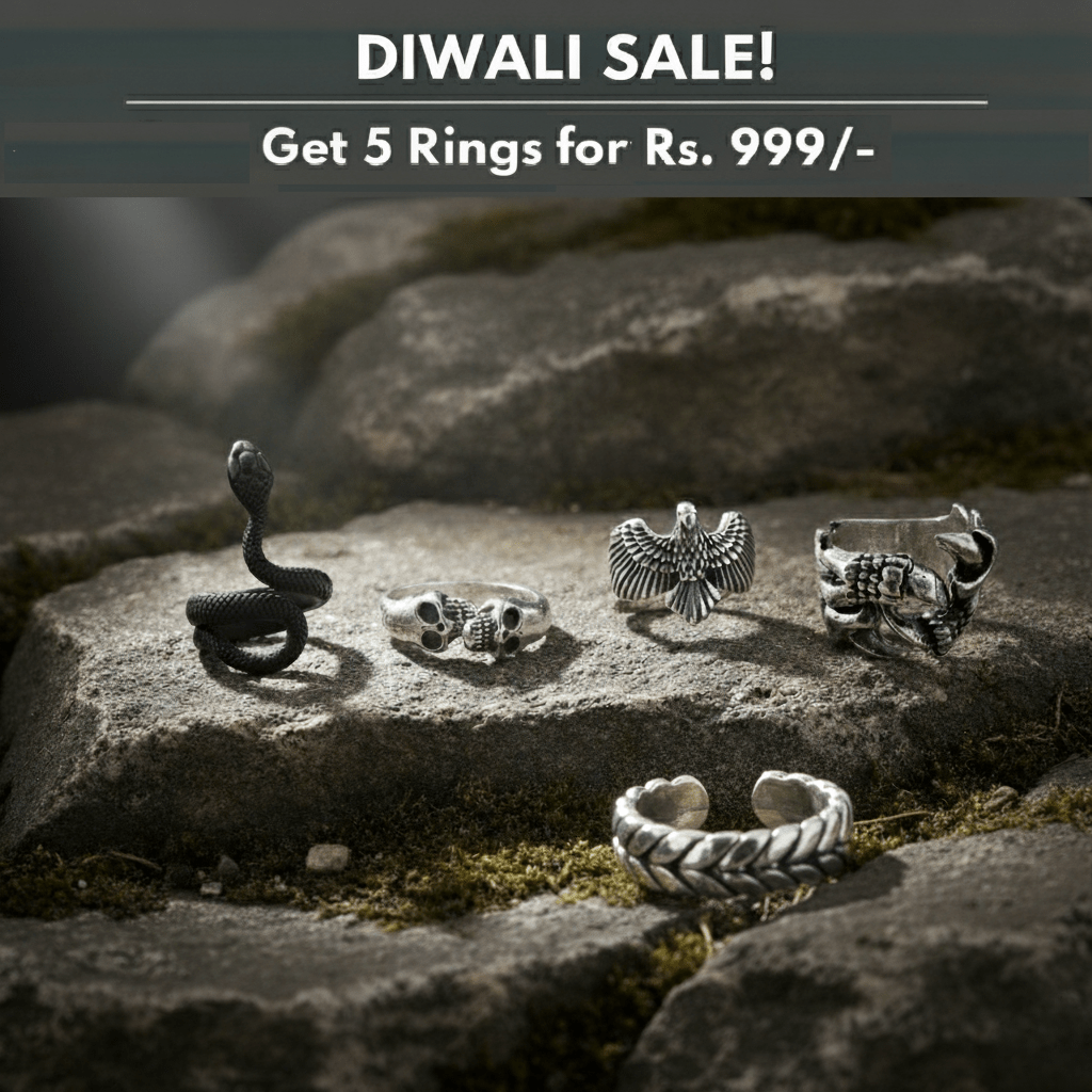 THE MEN THING Pack of 5 Alloy Rings for Men & Boys
