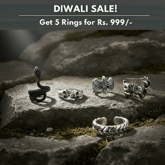 THE MEN THING Pack of 5 Alloy Rings for Men & Boys