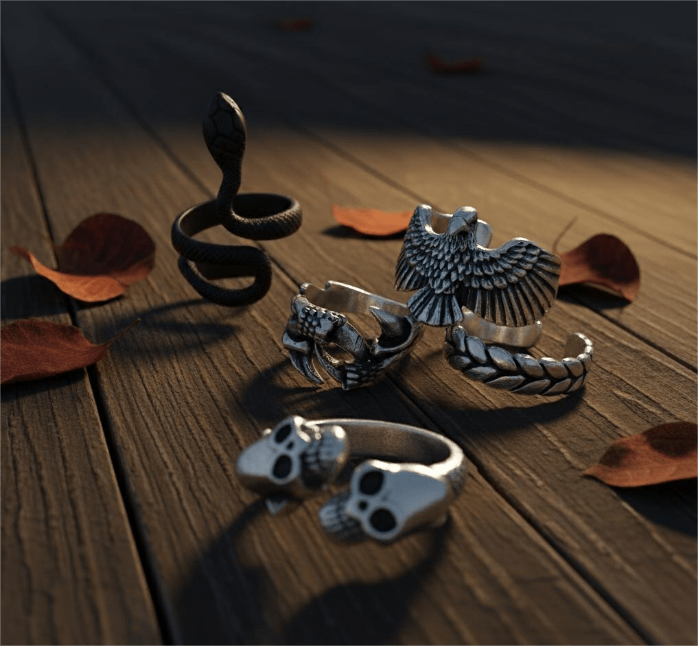 THE MEN THING Pack of 5 Alloy Rings for Men & Boys