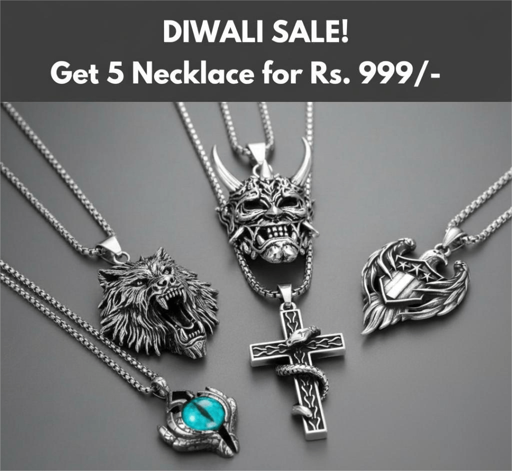 THE MEN THING Pack of 5 Pendants with Chains  for Men & Boys