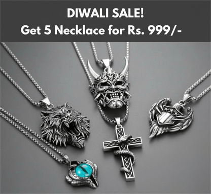 THE MEN THING Pack of 5 Pendants with Chains  for Men & Boys