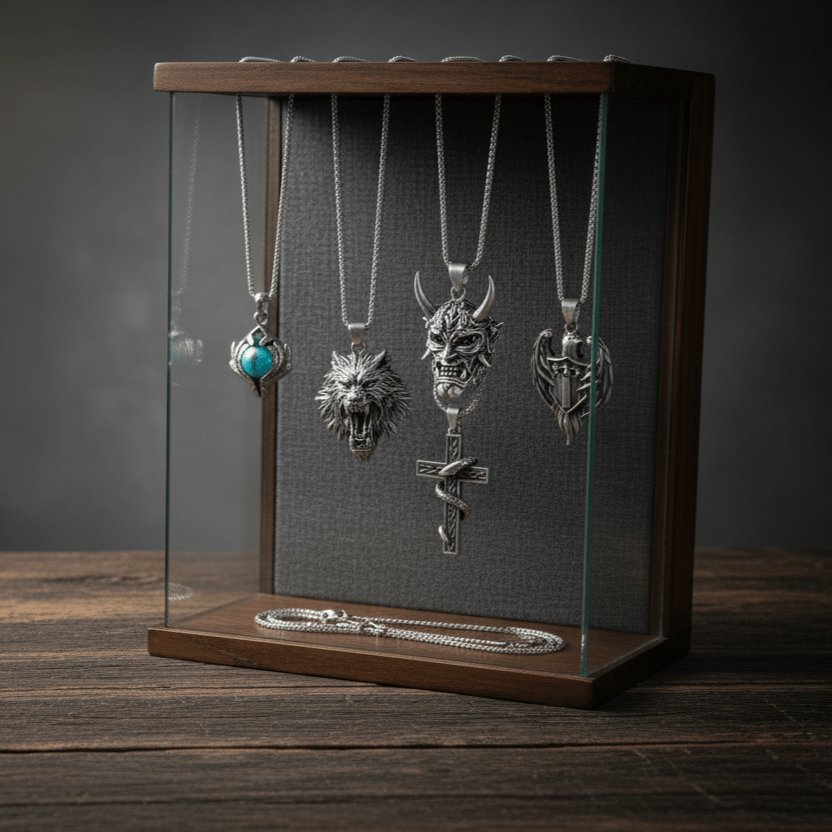 THE MEN THING Pack of 6  Pendants with Chains  for Men & Boys