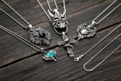 THE MEN THING Pack of 6  Pendants with Chains  for Men & Boys