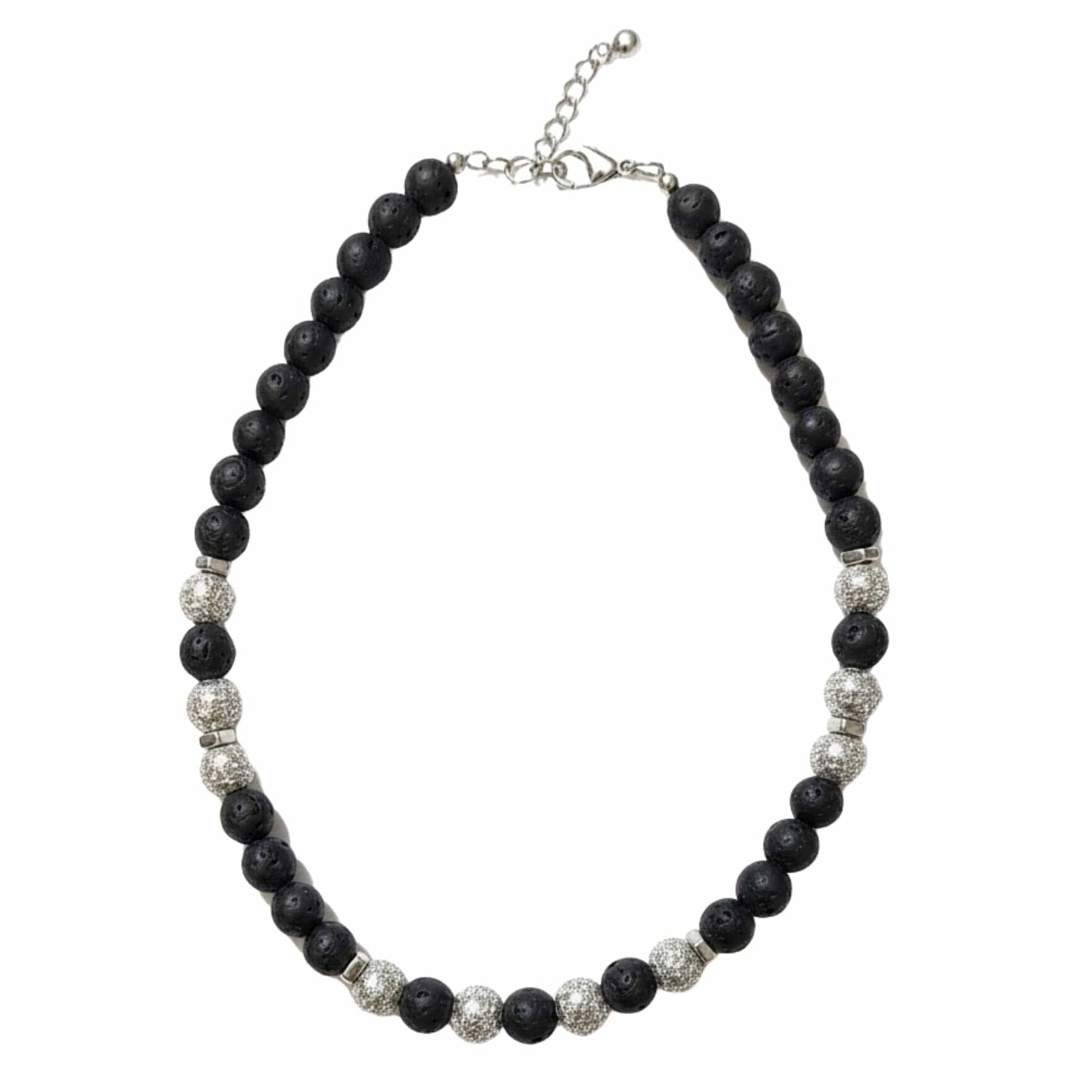 THE MEN THING Pearl / Bead Necklace CAVRIEL - 8mm Beads Necklace with Natural Stone Mens & Boys (19-21 inch with adjustable cable chain)