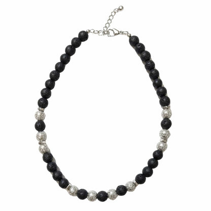 THE MEN THING Pearl / Bead Necklace CAVRIEL - 8mm Beads Necklace with Natural Stone Mens & Boys (19-21 inch with adjustable cable chain)