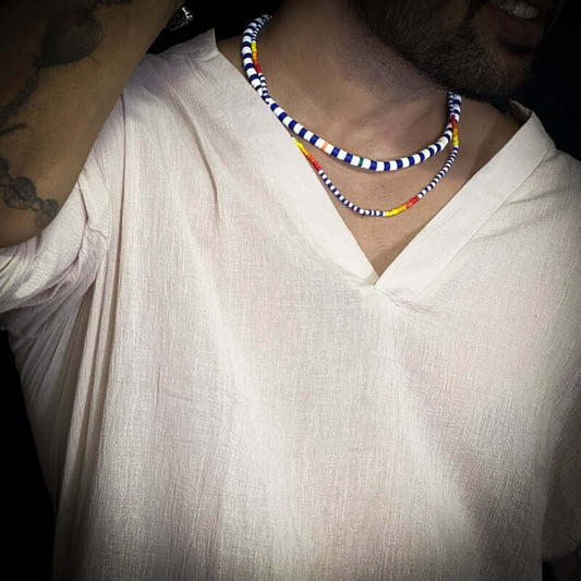 THE MEN THING Pearl / Bead Necklace CLAVICLE STYLE BEADS - Multi-Layered Beads Necklace for Men & Boys (17 and 21 inch)