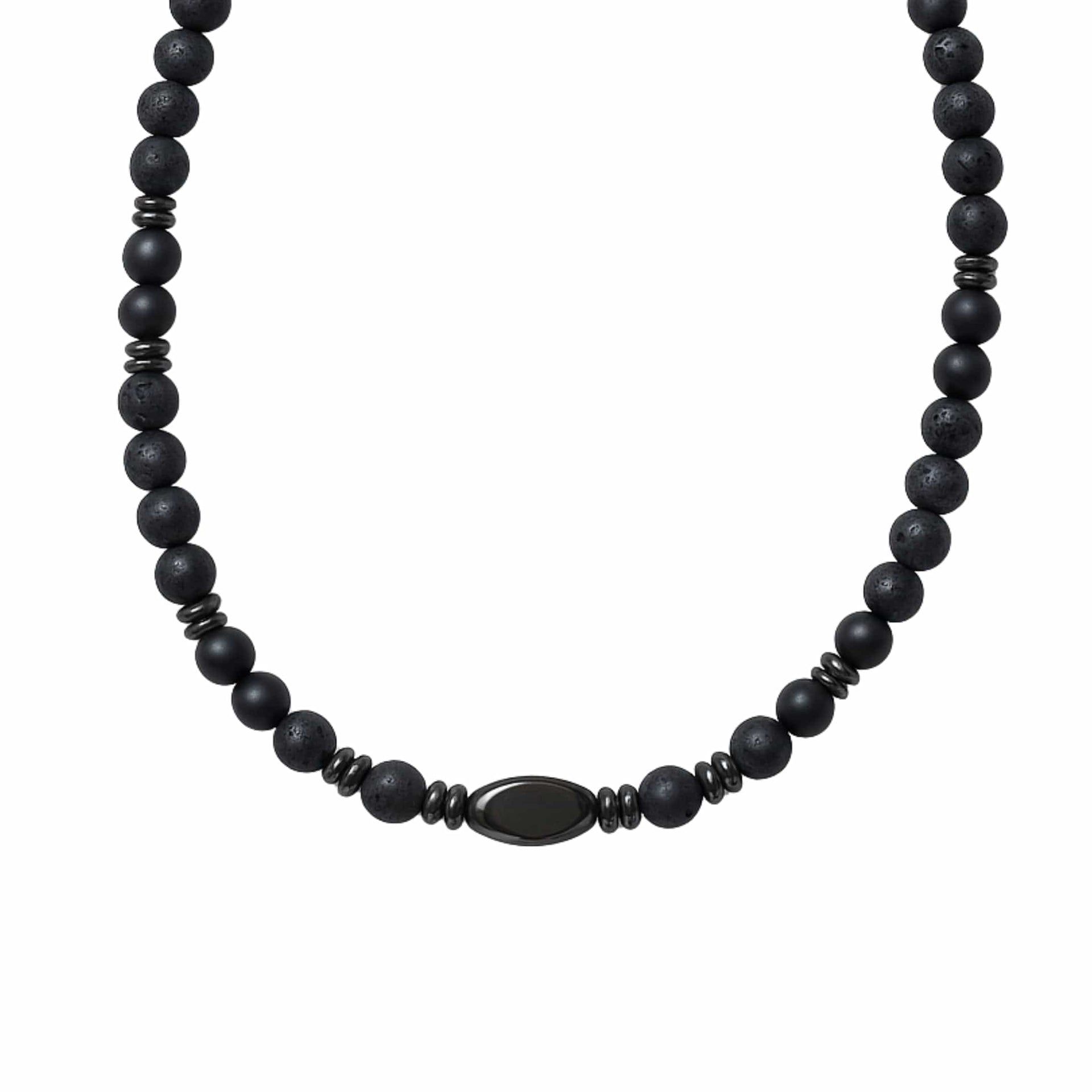 THE MEN THING Pearl / Bead Necklace FENRIK - 8mm Beads Necklace with Natural Stone Mens & Boys (19-21 inch with adjustable cable chain)