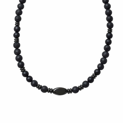 THE MEN THING Pearl / Bead Necklace FENRIK - 8mm Beads Necklace with Natural Stone Mens & Boys (19-21 inch with adjustable cable chain)