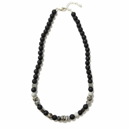 THE MEN THING Pearl / Bead Necklace KAELIX - 8mm Beads Necklace with Natural Stone Mens & Boys (19-21 inch with adjustable cable chain)