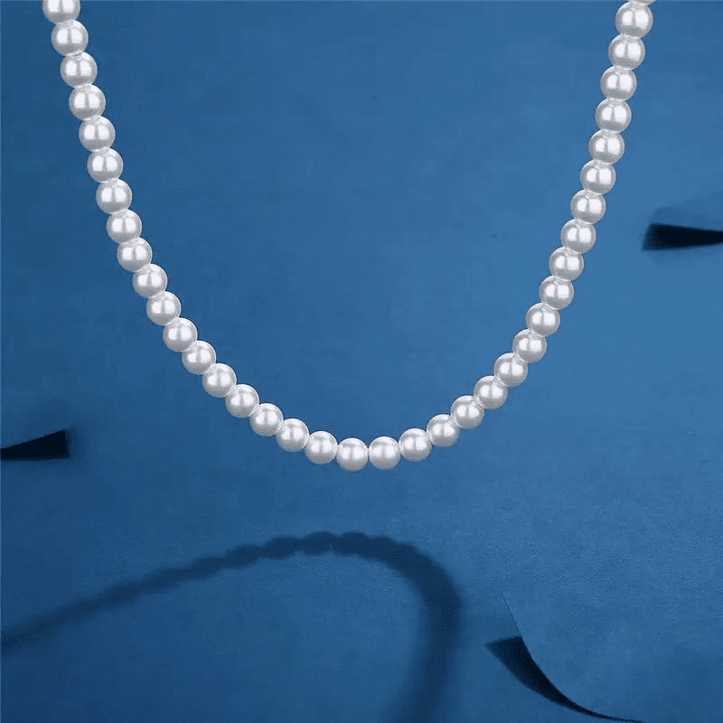 THE MEN THING Pearl / Bead Necklace ROUND PEARL CHOKER  WHITE - Necklace for Men & Boys (16 to 24 Inch) - 1Pc.