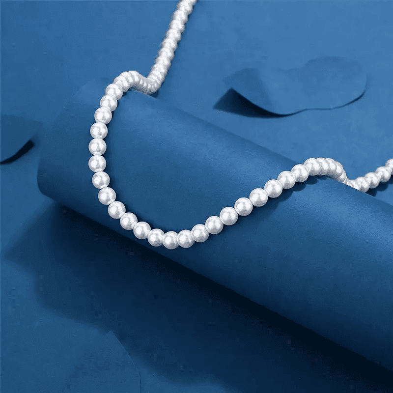 THE MEN THING Pearl / Bead Necklace ROUND PEARL CHOKER  WHITE - Necklace for Men & Boys (16 to 24 Inch) - 1Pc.