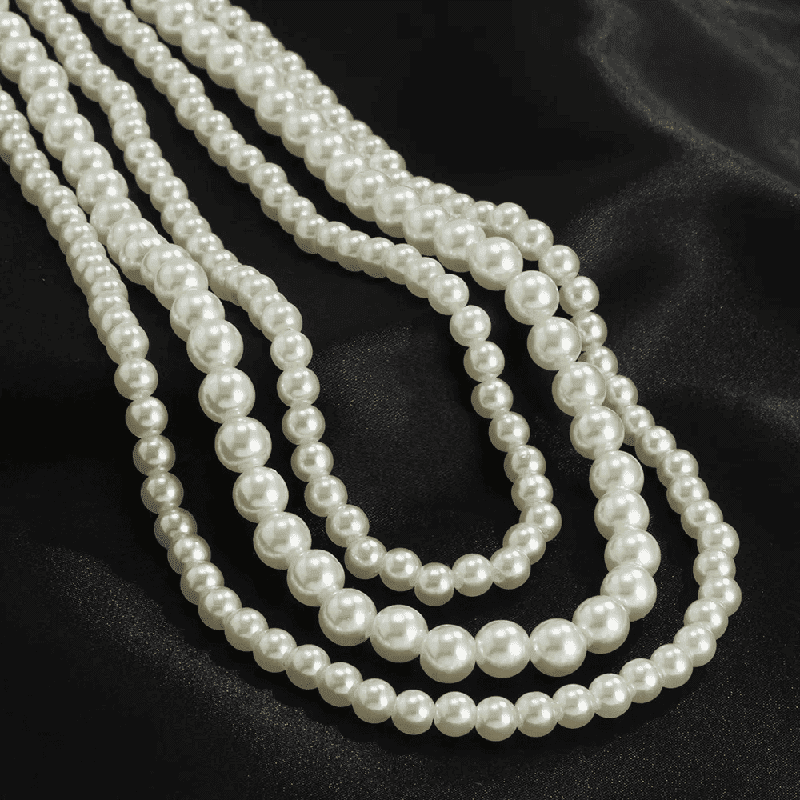 THE MEN THING Pearl / Bead Necklace ROUND PEARL CHOKER  WHITE - Necklace for Men & Boys (16 to 24 Inch) - 1Pc.