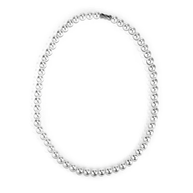 THE MEN THING Pearl / Bead Necklace ROUND PEARL CHOKER  WHITE - Necklace for Men & Boys (16 to 24 Inch) - 1Pc.