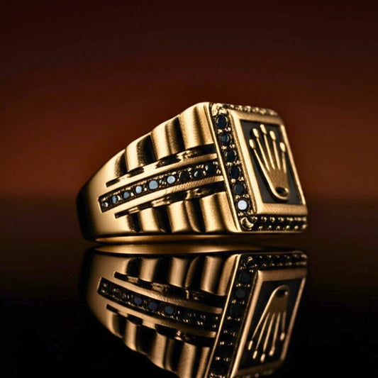 THE MEN THING Rings 16 Royal Series - REGAL EMBER  RING - Pure Stainless Steel Men’s Rose Gold-Plated Ring – Statement Luxury Jewelry (Size : 16-19-21-24)