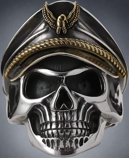THE MEN THING Rings 17 CAPTAIN SKULL -  Pure Titanium Steel Ring - Luxury Collection  (Size : 17,22,25)