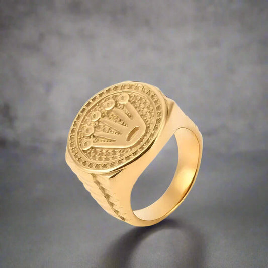 THE MEN THING Rings 17 / Golden Tone - Stainless Steel FIVE VIKING KING - Pure Stainless Steel  Ring for Men (Size : 17,20,26)