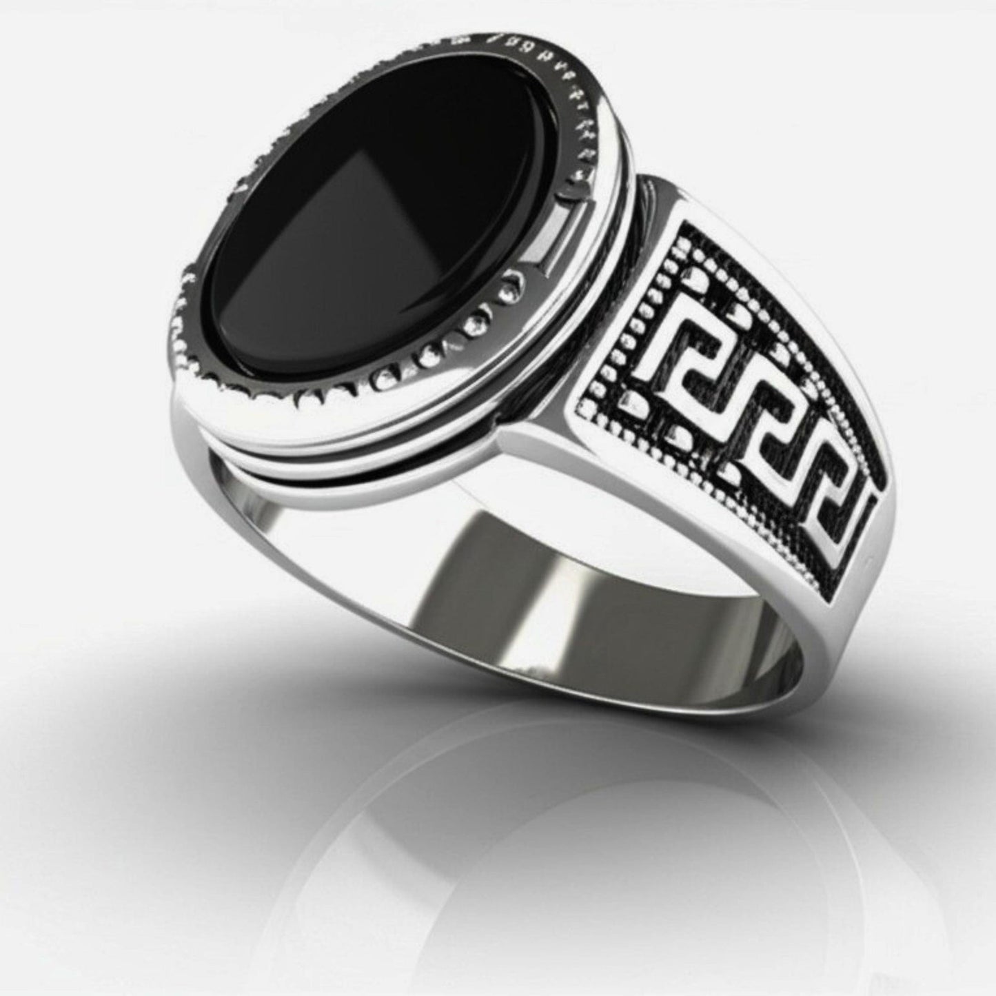 THE MEN THING Rings 17 Royal Series - BLACK PYRE SIGNET RING - Pure Stainless Steel Men’s Steel-Plated Ring – Statement Luxury Jewelry (Size : -17-19-21-24-27)