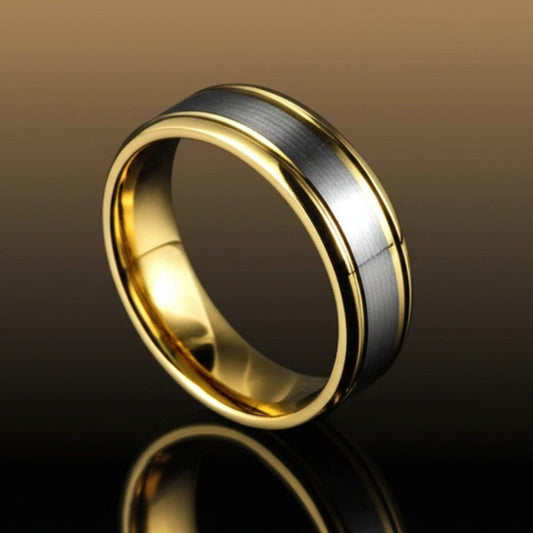THE MEN THING Rings 17 Royal Series - GILDED CORE RING - Pure Stainless Steel Men’s Gold-Steel-Plated Ring – Statement Luxury Jewelry (Size : 17-19-22-25-27)