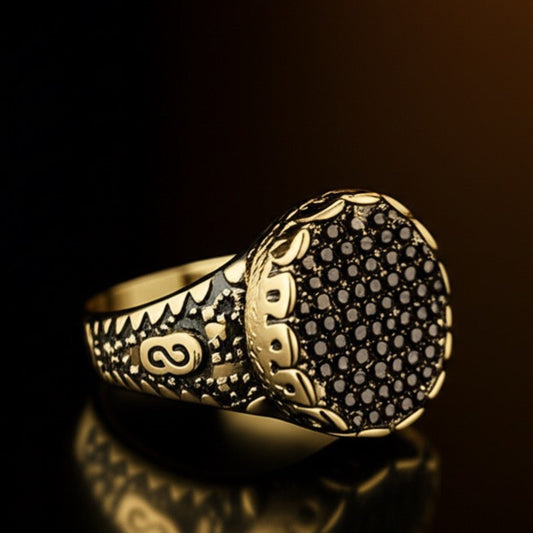 THE MEN THING Rings 17 Royal Series - RAVEN CROWN RING - Pure Stainless Steel Men’s Gold-Plated Ring – Statement Luxury Jewelry (Size : -17-20-24-27)