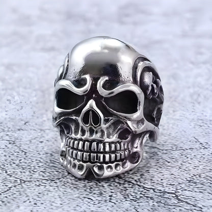 THE MEN THING Rings 18 DRAUGR SKULL RING - Pure Stainless Steel Men’s Steel-Plated Ring – Statement Luxury Jewelry (Size : 18-21-24)