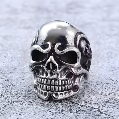 THE MEN THING Rings 18 DRAUGR SKULL RING - Pure Stainless Steel Men’s Steel-Plated Ring – Statement Luxury Jewelry (Size : 18-21-24)