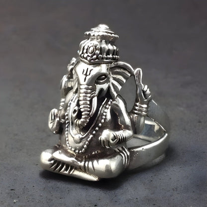 THE MEN THING Rings 18 LORD GANESHA RING - Pure Stainless Steel Men’s Steel-Plated Ring – Statement Luxury Jewelry (Size : 18-24)